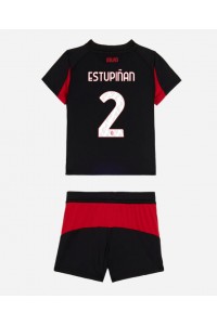AC Milan Pervis Estupinan #2 Jalkapallovaatteet Lasten Kotipeliasu 2025-26 Lyhythihainen (+ Lyhyet housut)